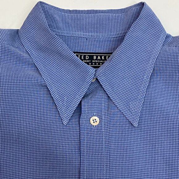Ted Baker London Mens Blue‎ Long Sleeve Button Down Dress Shirt Size 4 - Picture 1 of 7